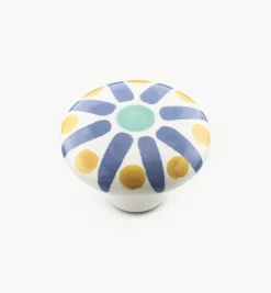 Lee Valley Knobs>Blue Sunburst Painted Ceramic Knobs