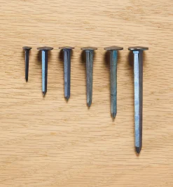 Lee Valley Fasteners>Blued Steel Diamond-Head Forged Nails From Clouterie Rivierre, 140 Assorted Pieces