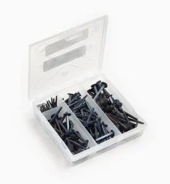 Lee Valley Fasteners>Blued Steel Diamond-Head Forged Nails From Clouterie Rivierre, 140 Assorted Pieces