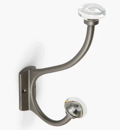 Lee Valley Hooks>Brass Coat Hook With Crystal Knobs