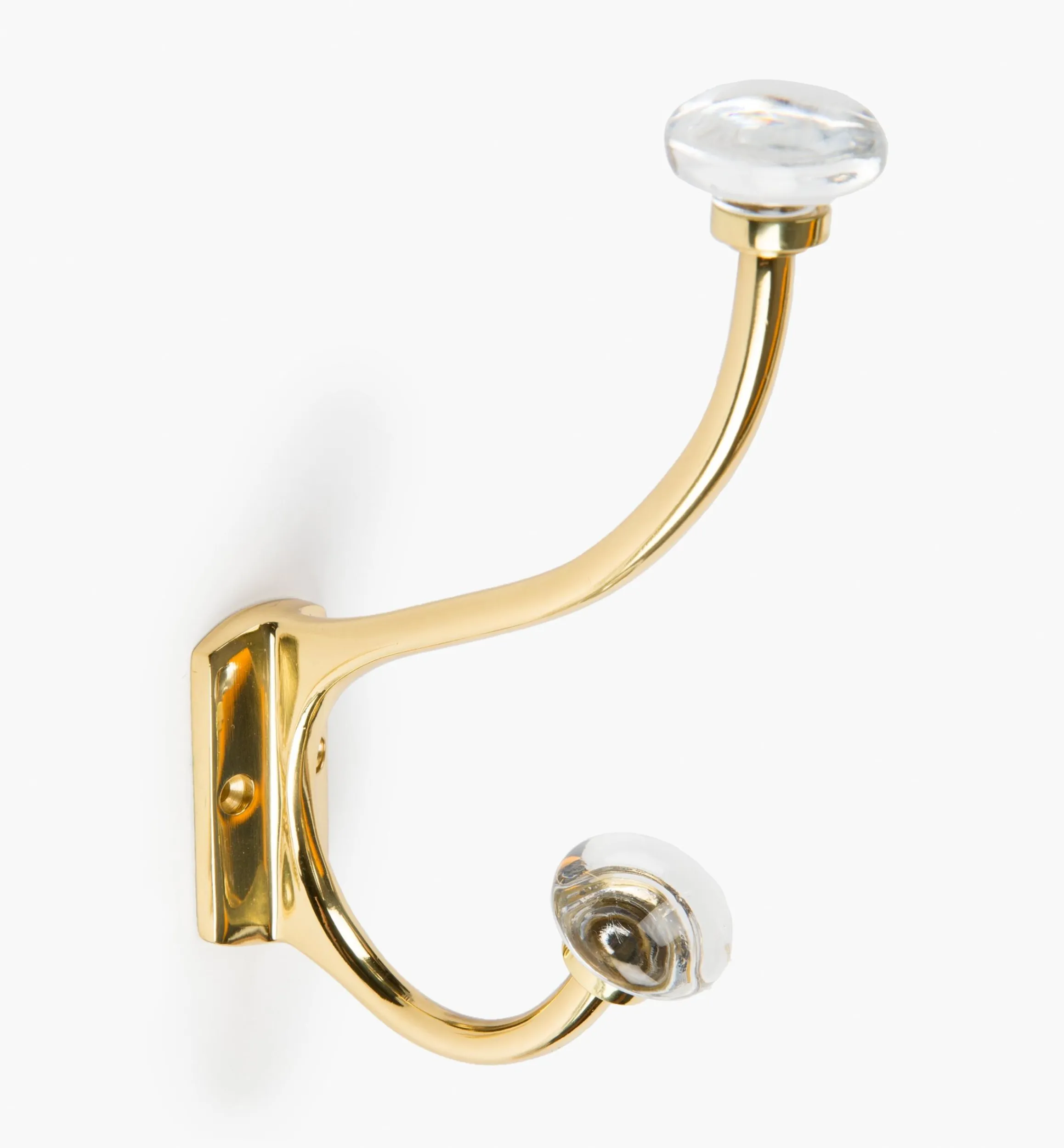 Lee Valley Hooks>Brass Coat Hook With Crystal Knobs