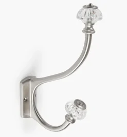 Lee Valley Hooks>Brass Coat Hook With Victorian Crystal Knobs