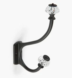 Lee Valley Hooks>Brass Coat Hook With Victorian Crystal Knobs