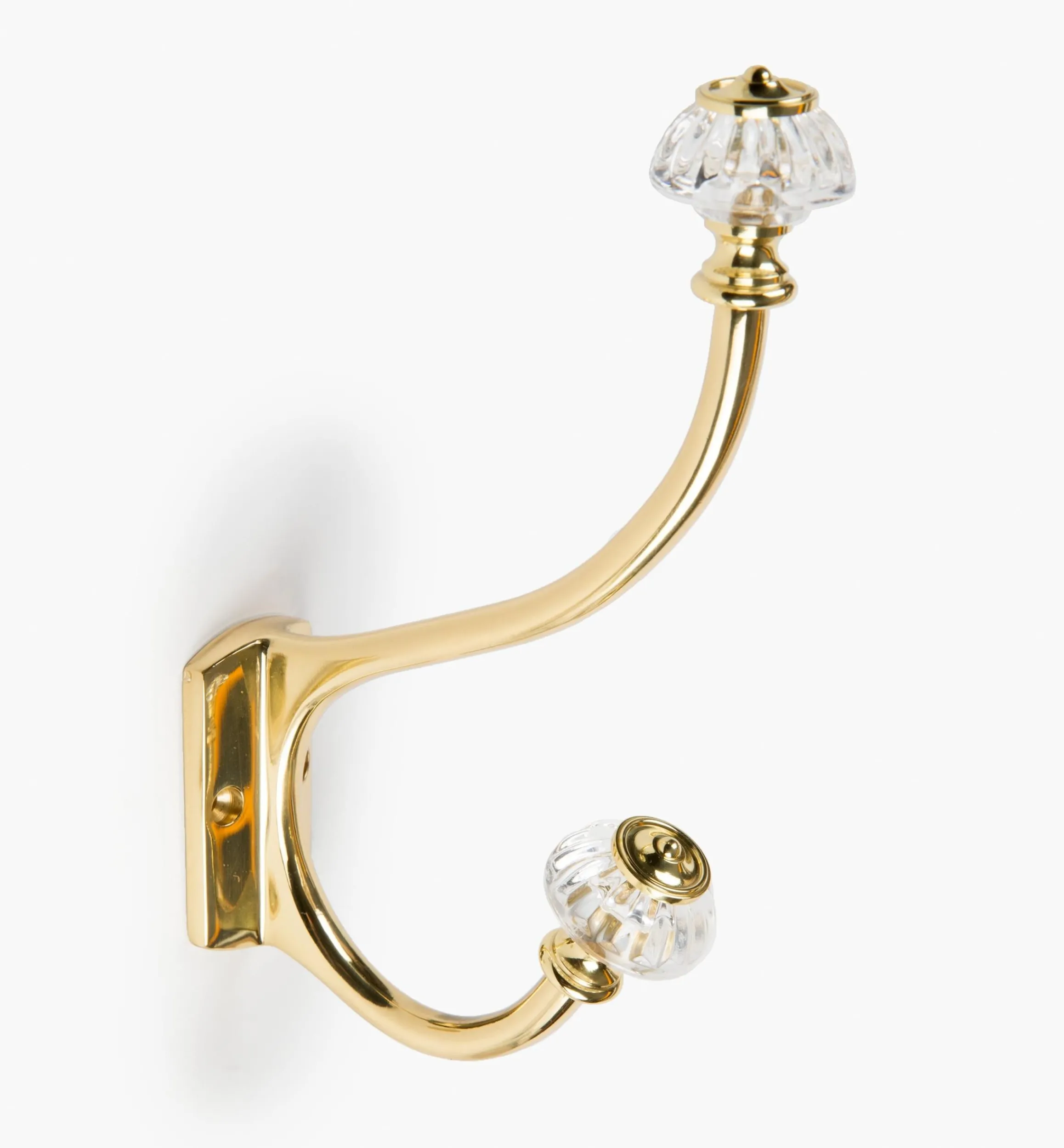 Lee Valley Hooks>Brass Coat Hook With Victorian Crystal Knobs