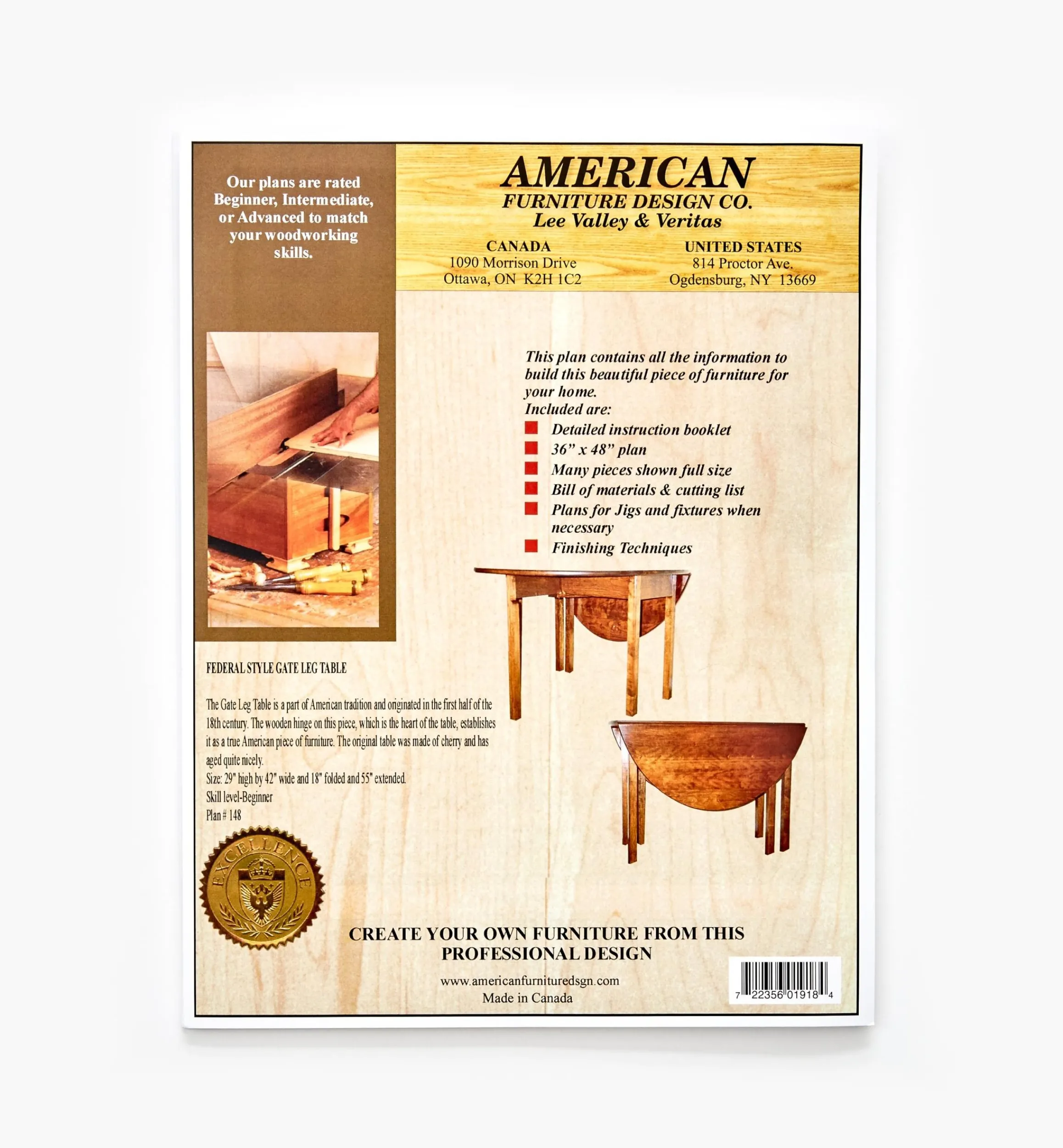 Lee Valley Plans>Federal-Style Gateleg Table Plan