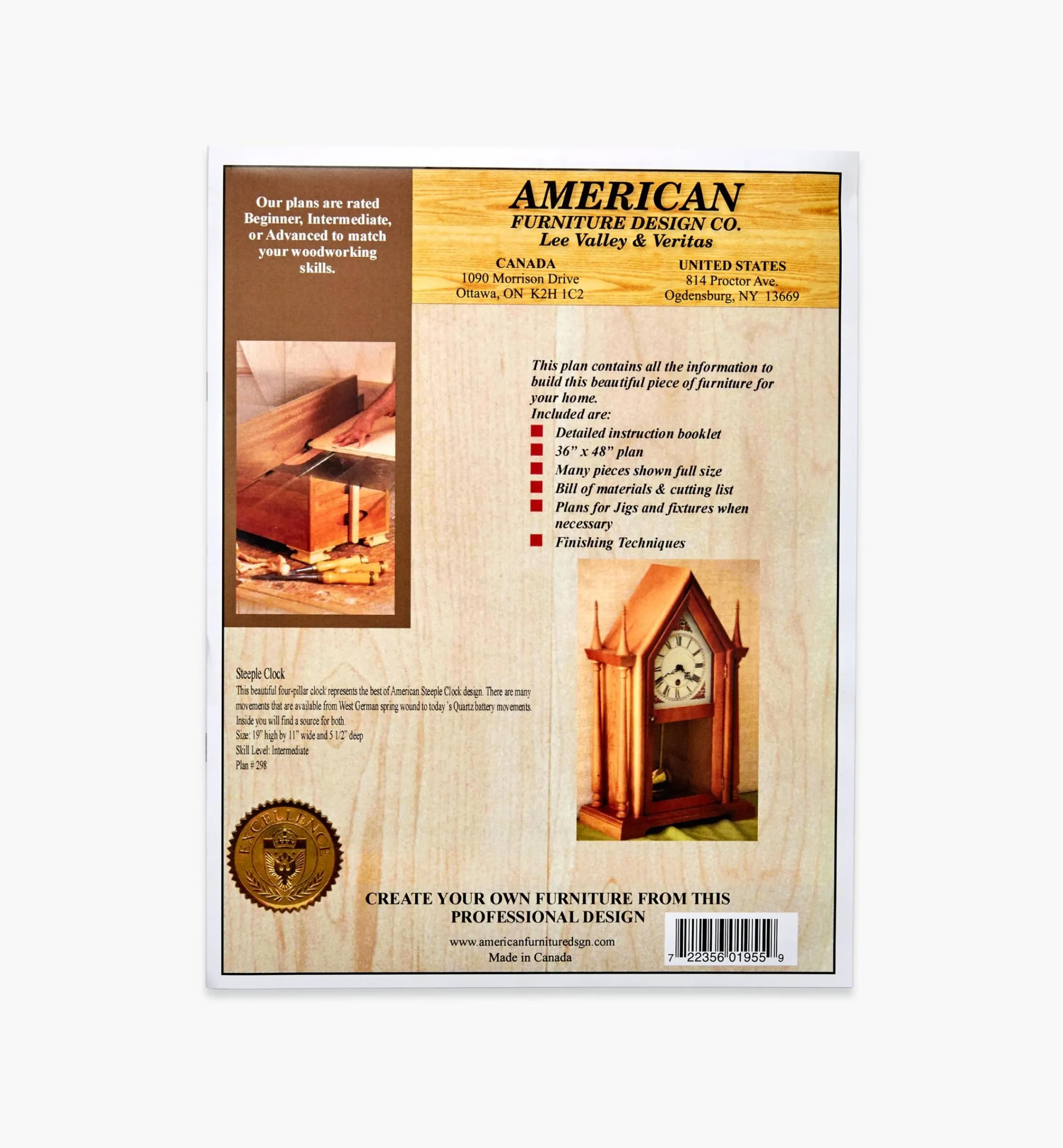 Lee Valley Plans>Heritage Time Steeple Clock Plan