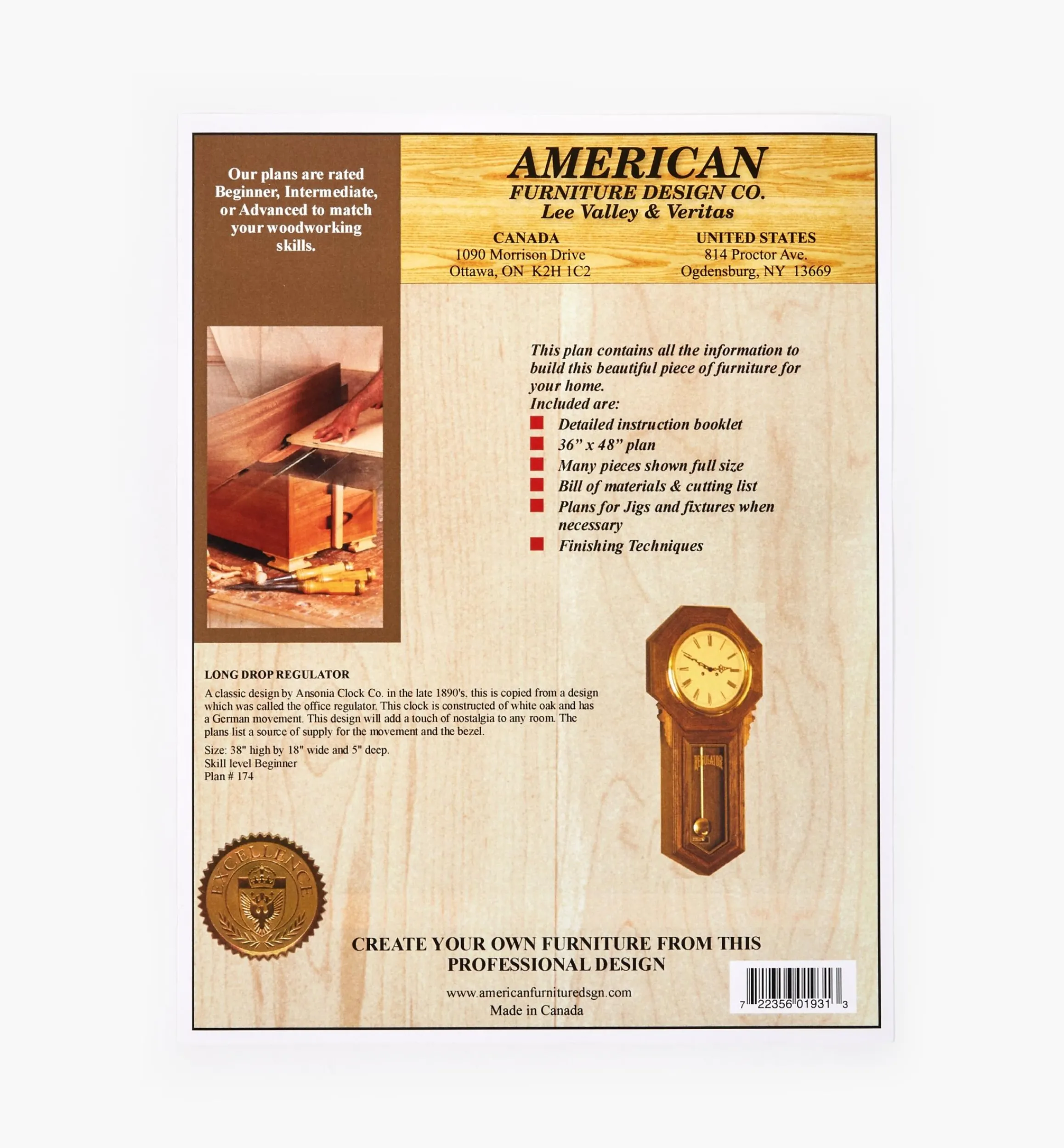 Lee Valley Plans>Long Drop Regulator Clock Plan