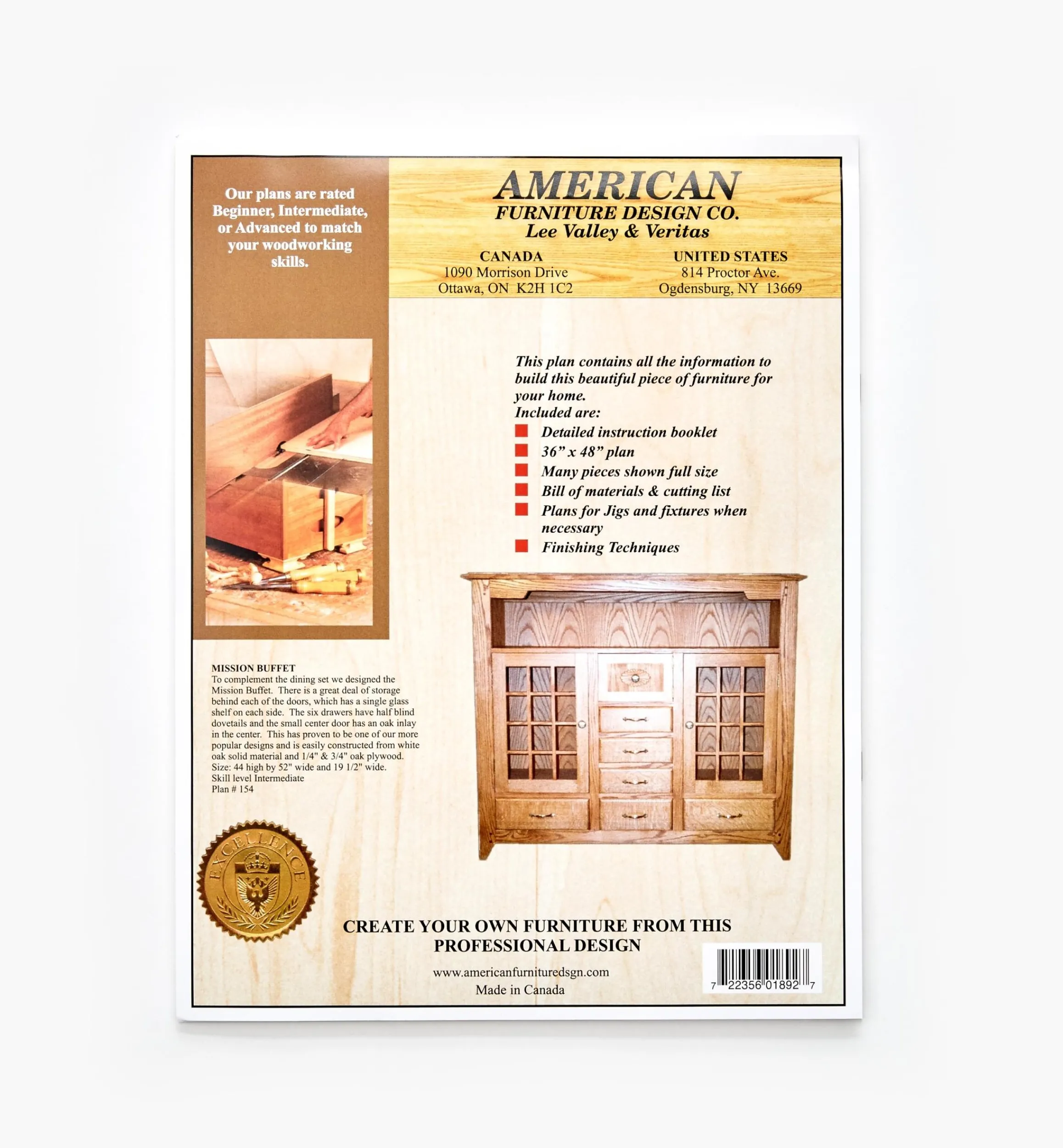 Lee Valley Plans>Mission Buffet Plan