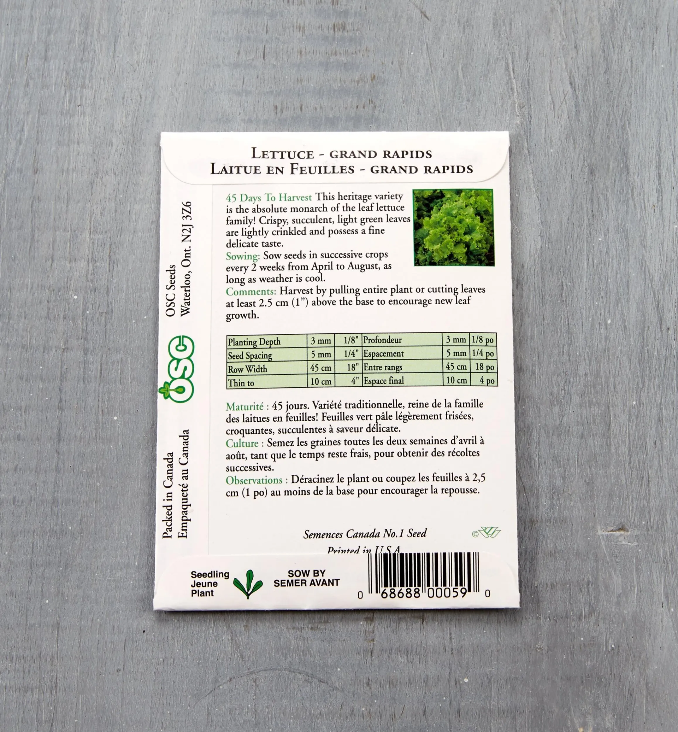 Lee Valley Seed Starting>OSC Lettuce Seed Packets