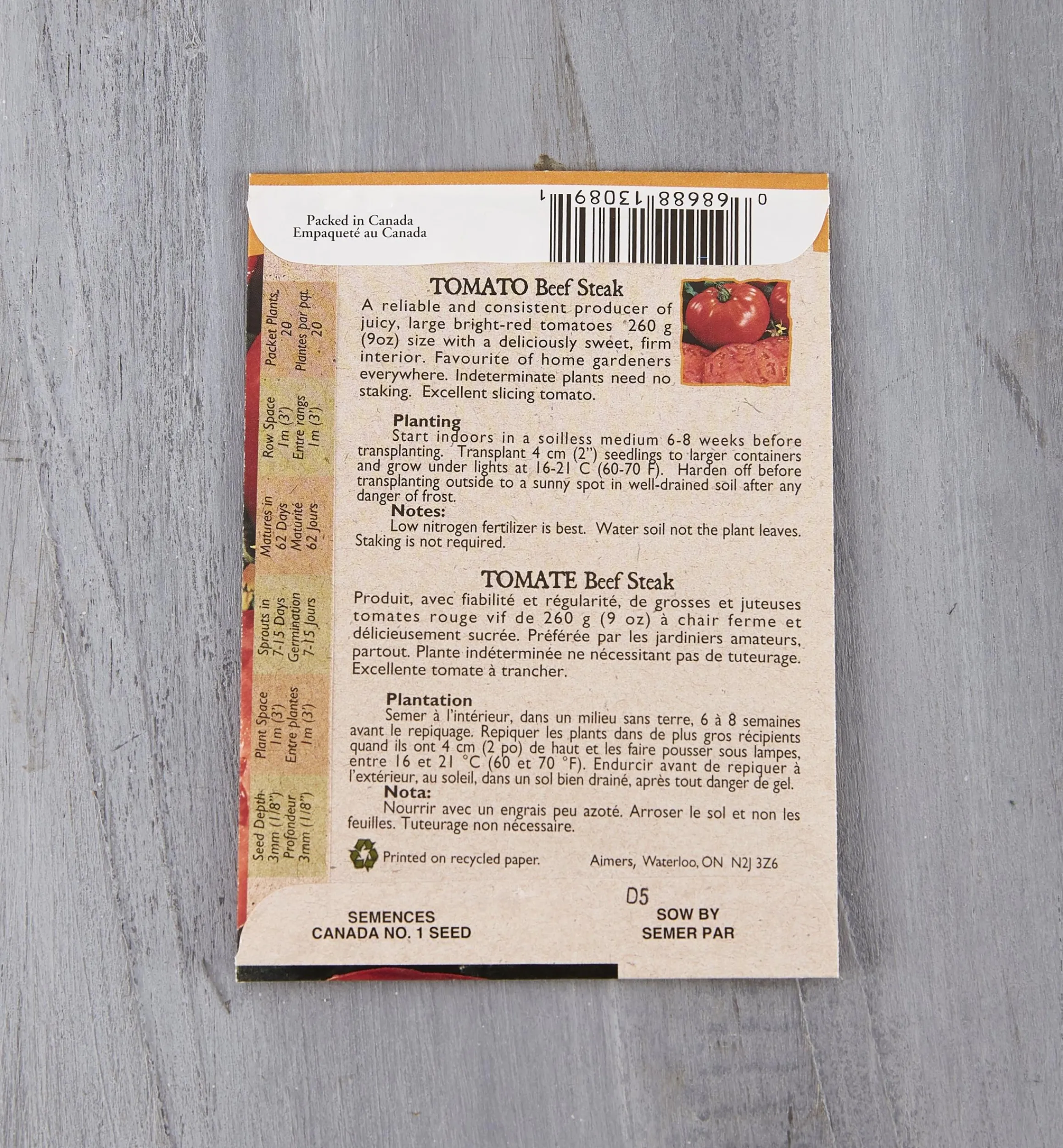 Lee Valley Seed Starting>OSC Organic Vegetable Seed Packets