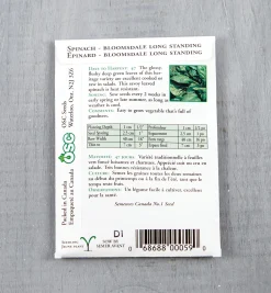 Lee Valley Seed Starting>OSC Spinach Seed Packet