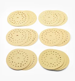 Lee Valley Supplies>18-Pc. Sample Pack Of Mirka 5" 42-Hole Gold Multifit Grip Discs