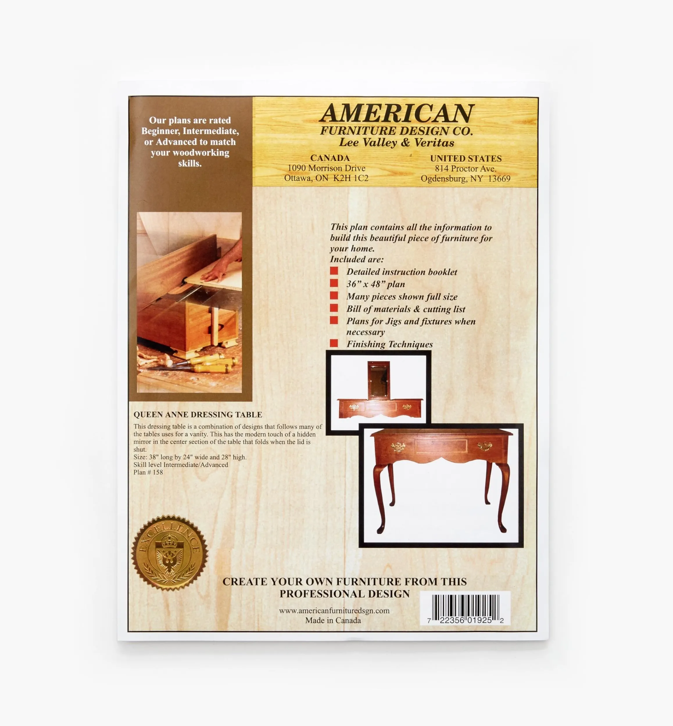 Lee Valley Plans>Queen Anne Dressing Table Plan