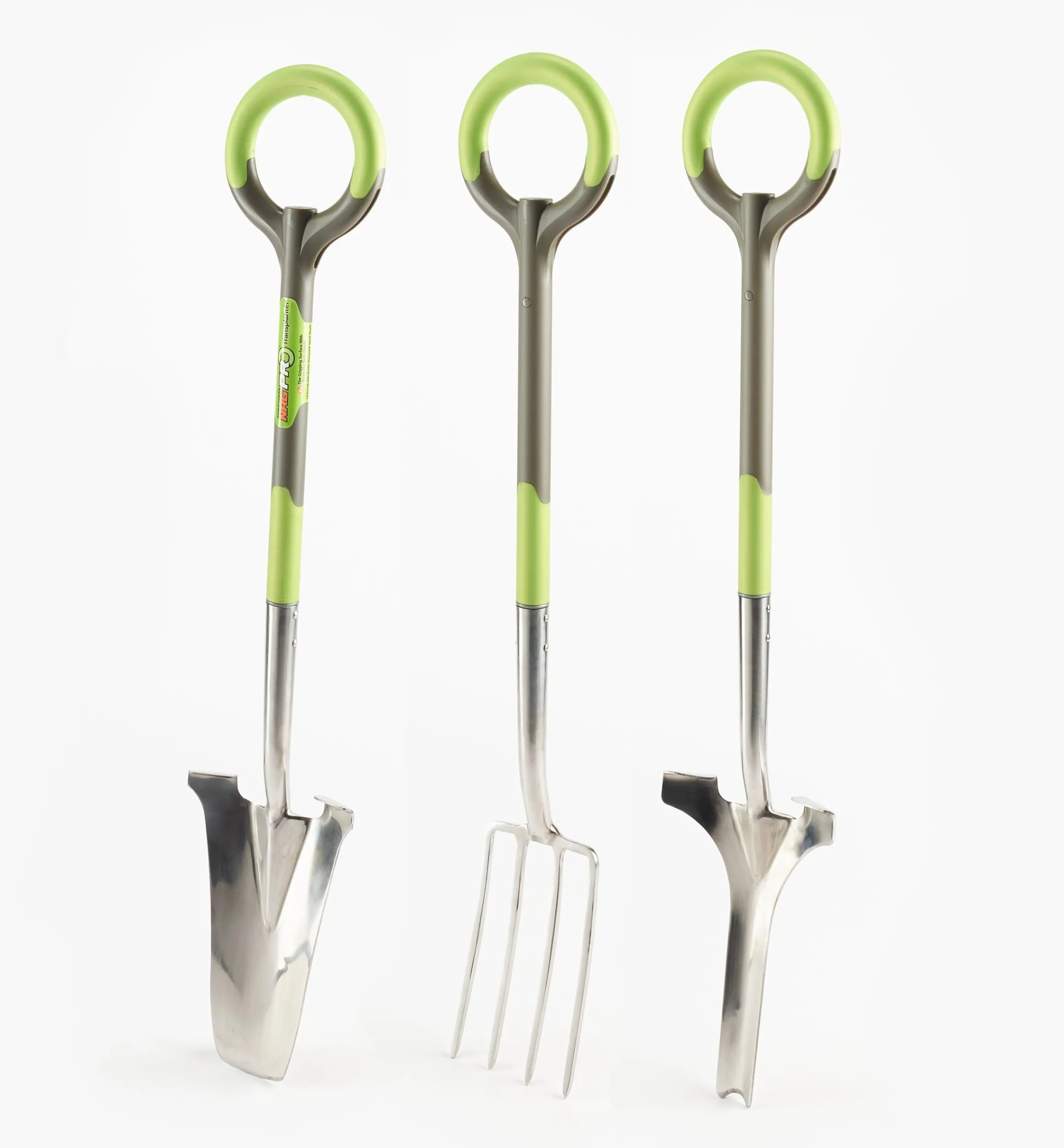 Lee Valley Weeding>Radius Ergonomic Stainless-Steel Transplant Spade, Border Fork & Weeder Set