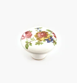 Lee Valley Knobs>Red/Blue Floral Ceramic Knobs