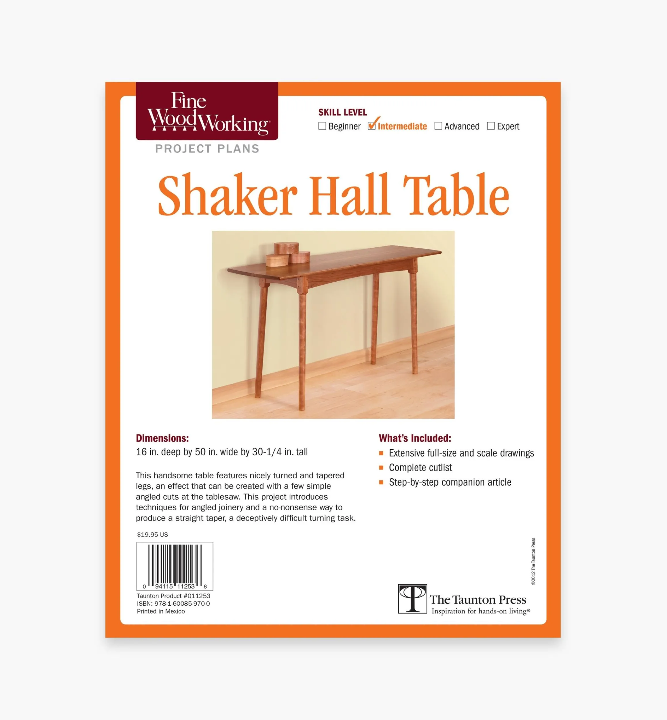 Lee Valley Plans>Shaker Hall Table Plan
