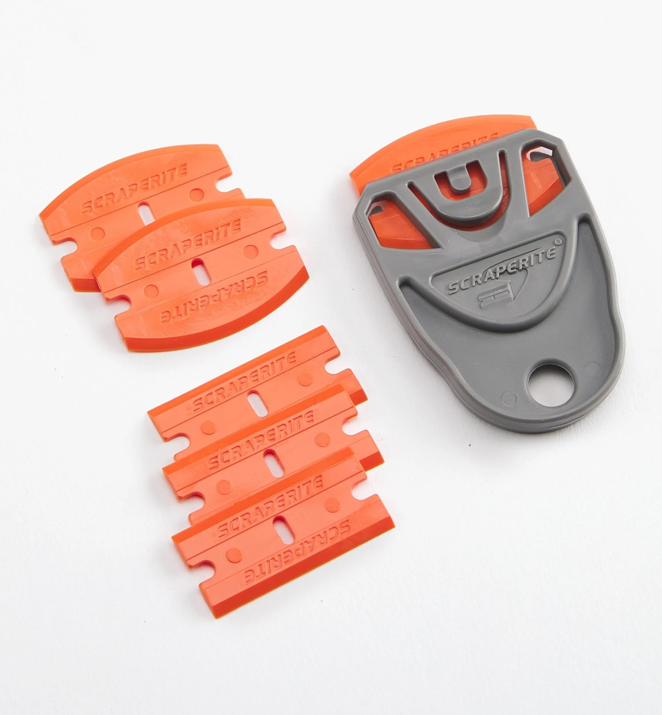 Lee Valley Scrapers>Small Holder & 6 Orange Plastic Razor Blades