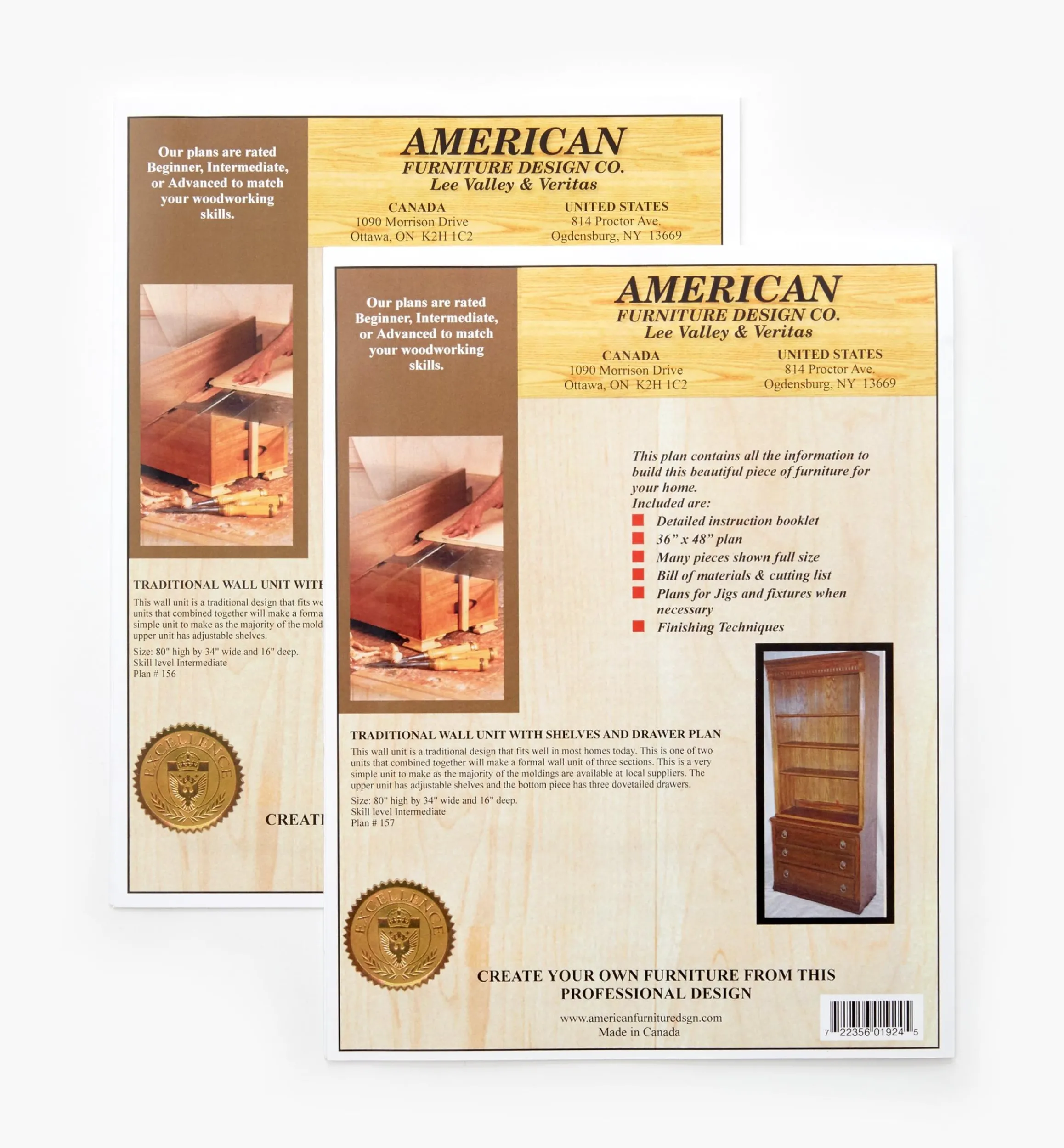 Lee Valley Plans>Traditional Wall Unit Plans